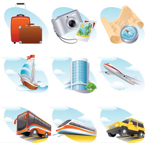 Travel Vivid Symbols vector graphics