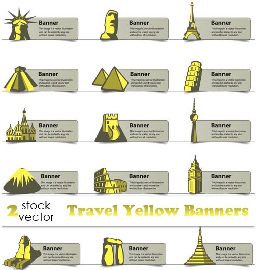Travel Yellow Banners vector material