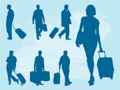 Traveling People Silhouettes vector