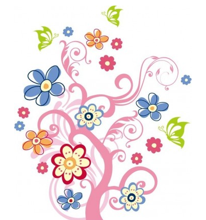 Tree with Flowers Graphic Art vector