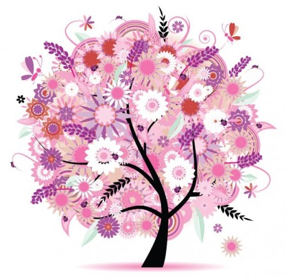 Tree with Flowers Illustration Vectors