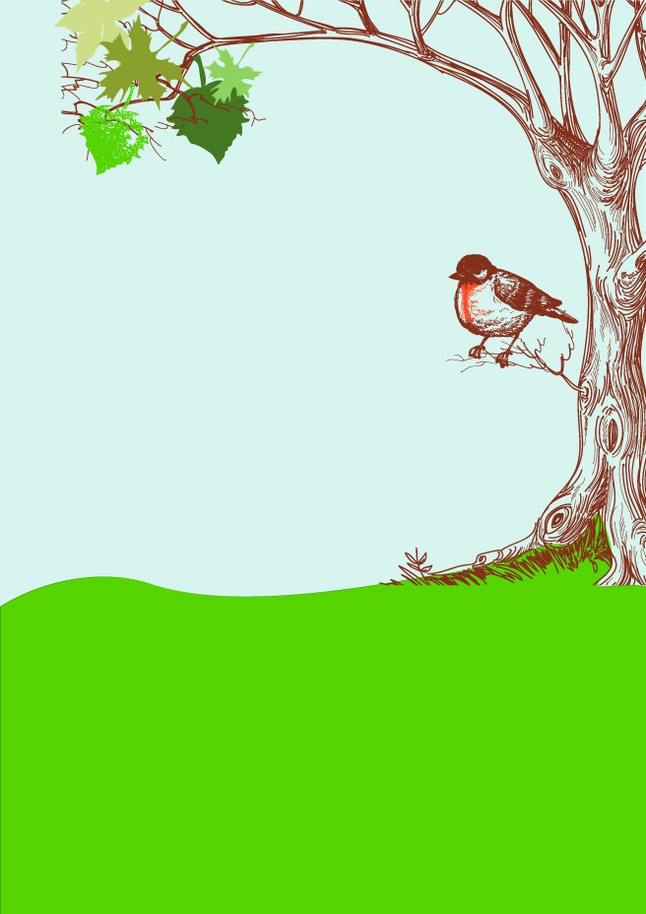 Tree with bird background vectors graphic