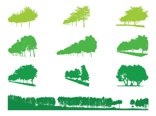 Trees Silhouettes set vector