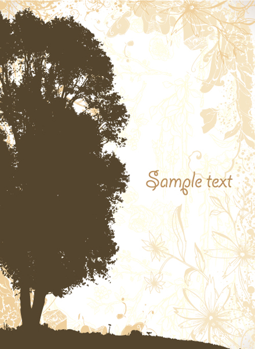Trees background 5 set vector