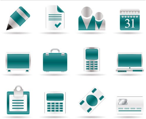 Turquoise Office Icons vector