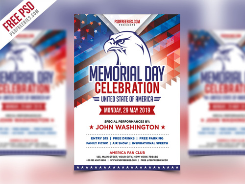 Usa Memorial Day Event Flyer Poste PSD Template