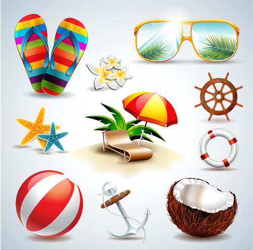 Vacation Icons vectors graphics