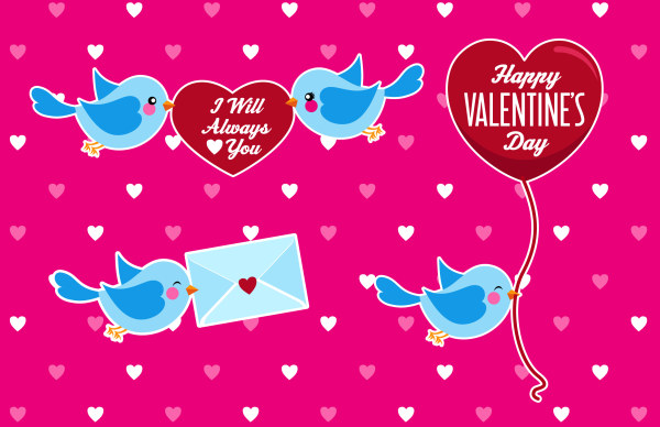 Valentine and cute birds vector