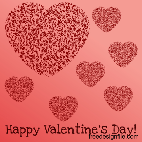 Valentine background with hand drawn floral heart vector