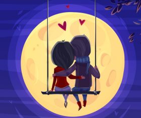 Valentine background with lovers design vector 01