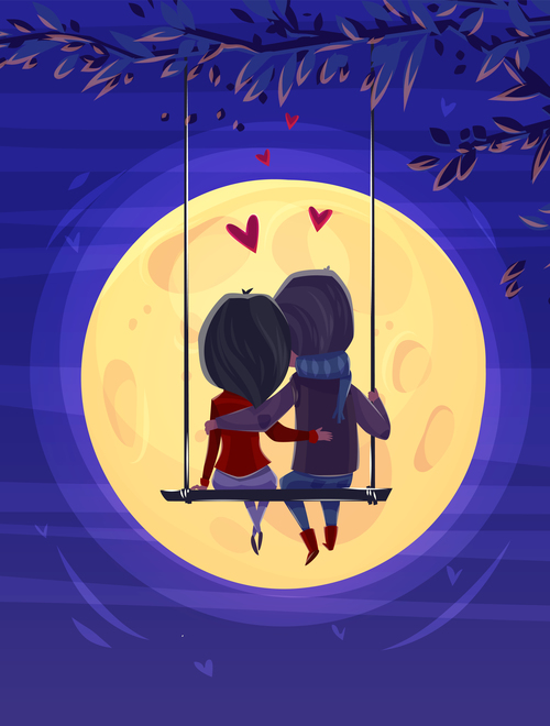 Valentine background with lovers design vector 01