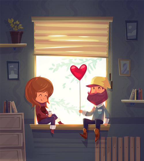 Valentine background with lovers design vector 03