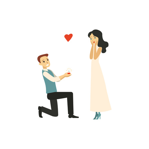 Valentine couple proposal vector