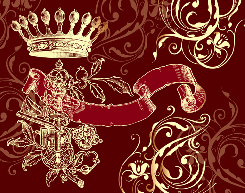 Valentine crown background 1 vector
