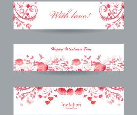 Valentine day banners with flower vectors