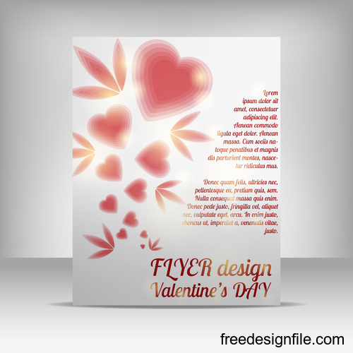 Valentine day brochure with flyer template vector 01
