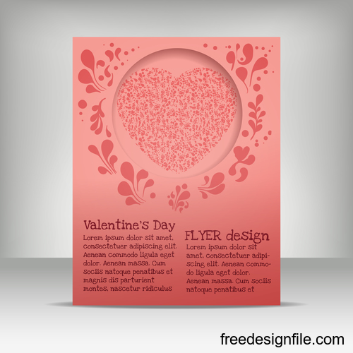 Valentine day brochure with flyer template vector 02