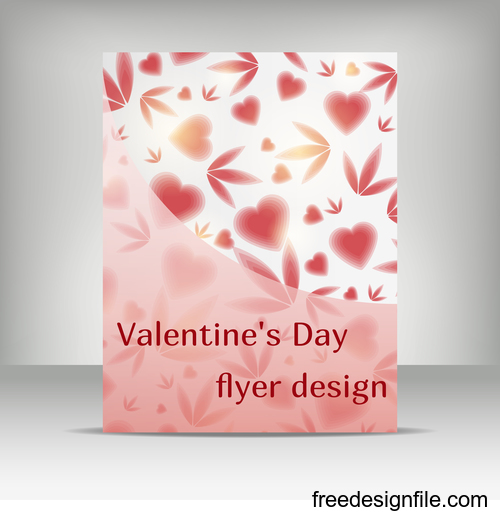 Valentine day brochure with flyer template vector 03