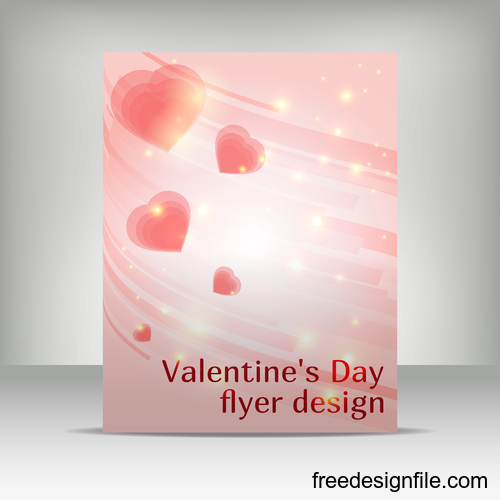 Valentine day brochure with flyer template vector 04
