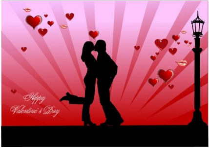 Valentine day couples kissing vector