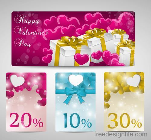 Valentine day discount card template vector design