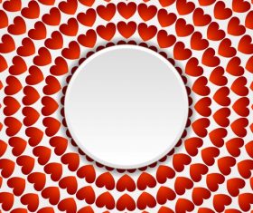 Valentine red heart round pattern vector