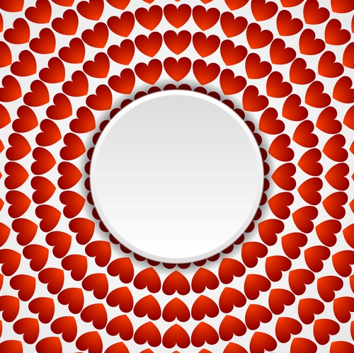 Valentine red heart round pattern vector
