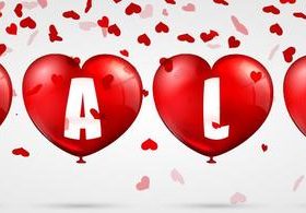 Valentine sale design with heart shape balloons vector 01