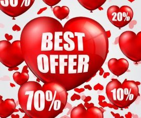 Valentine sale design with heart shape balloons vector 02