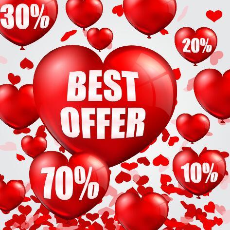Valentine sale design with heart shape balloons vector 02