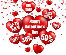 Valentine sale design with heart shape balloons vector 03