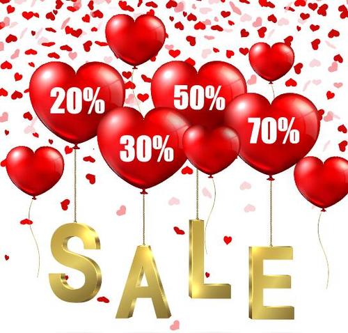 Valentine sale design with heart shape balloons vector 04