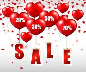 Valentine sale design with heart shape balloons vector 05