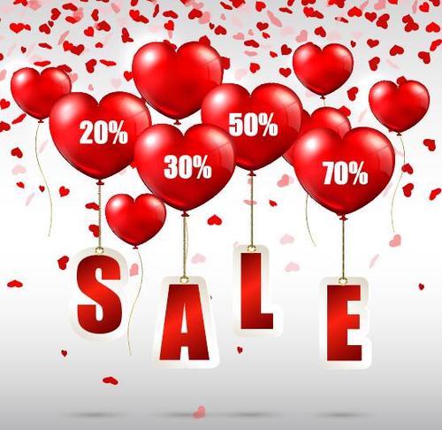 Valentine sale design with heart shape balloons vector 05