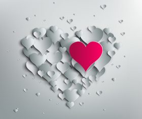 Valentine white background with paper heart vectors material 01