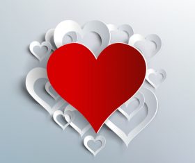 Valentine white background with paper heart vectors material 02