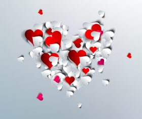 Valentine white background with paper heart vectors material 03