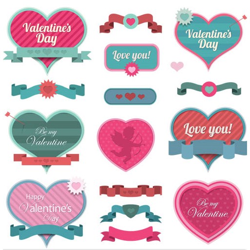 Valentines Labels vectors material