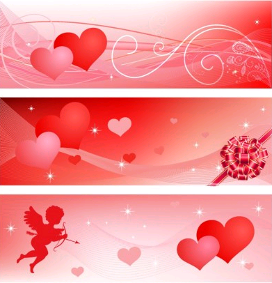 Valentines banners vector set