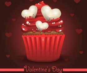 Valentines cake with red background vector
