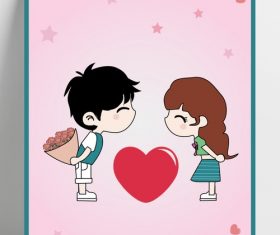 Valentines day cartoon boy girl vector