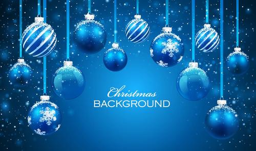 Vector christmas balls with blue backgrounds vector 02
