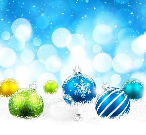 Vector christmas balls with blue backgrounds vector 04 free download