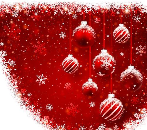 Vector christmas balls with red backgrounds vector 02