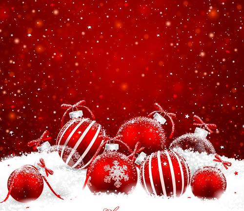Vector christmas balls with red backgrounds vector 03