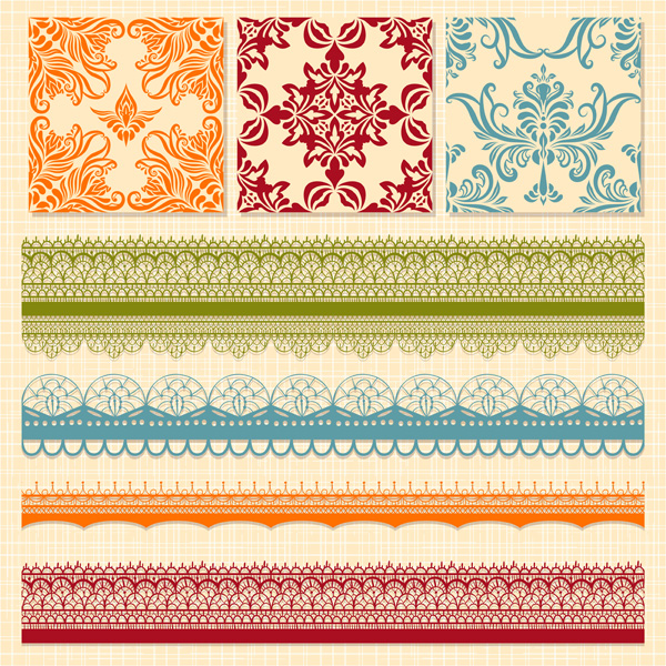 floral pattern and border vector