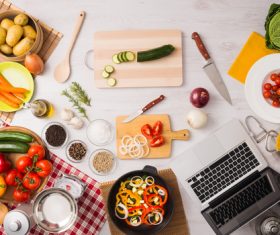 Vegetables on wooden workbench Stock Photo 03