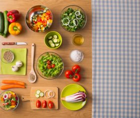 Vegetables on wooden workbench Stock Photo 06