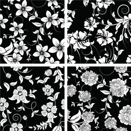 Vintage Black and white flower decoration vector