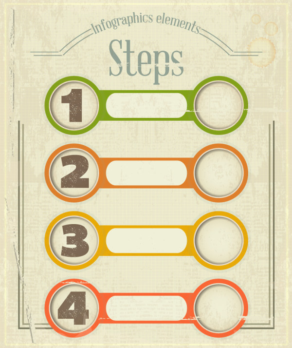 Vintage Steps infographics vectors